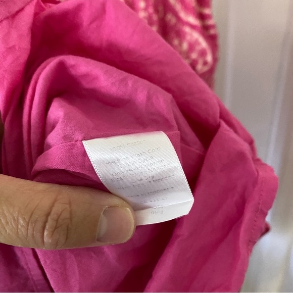 Talbots • Pink Paisley Print Maxi Dress With a Tiered Skirt and Tie Waist Sz 6 - Picture 4 of 5